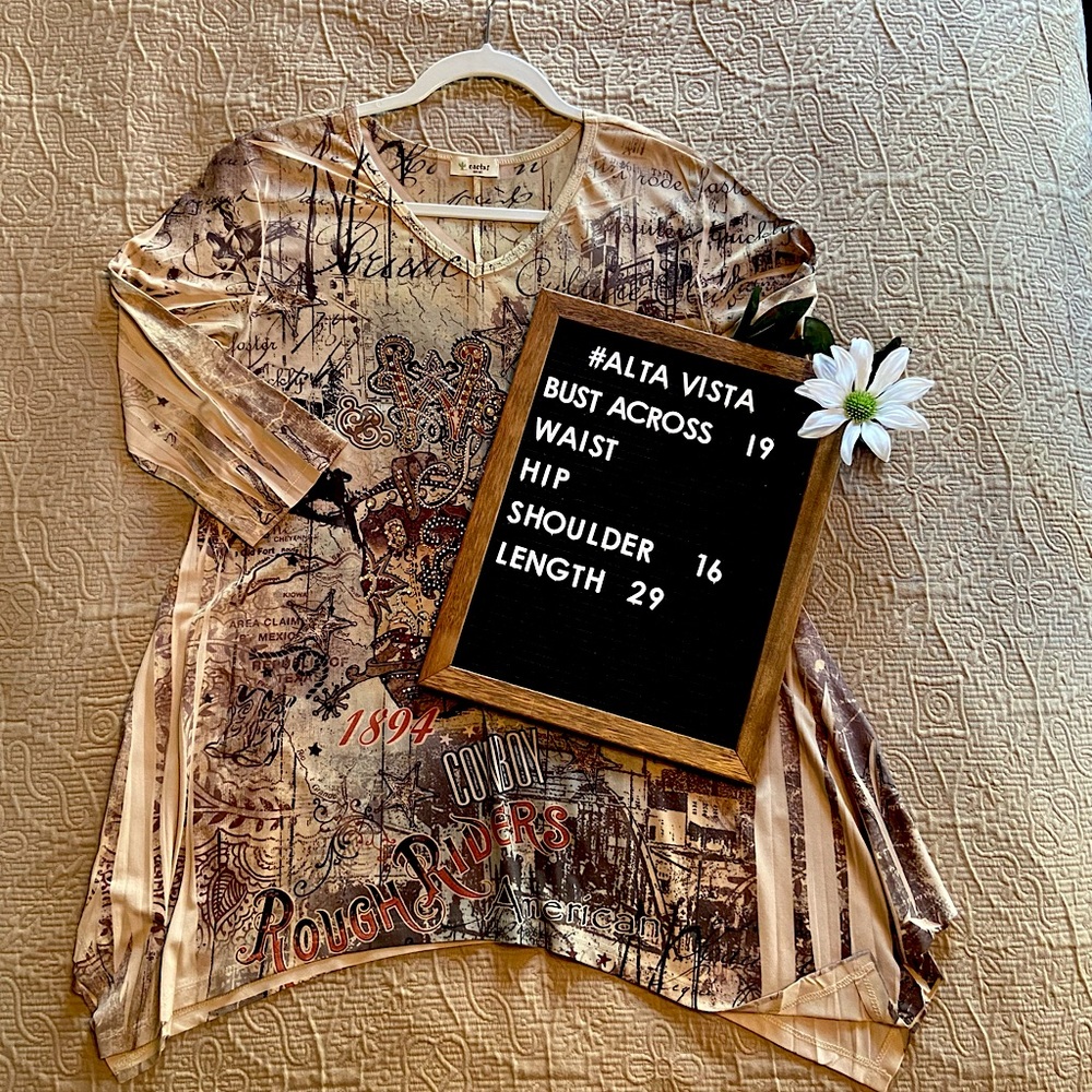 Cactus embellished small western pattern tunic